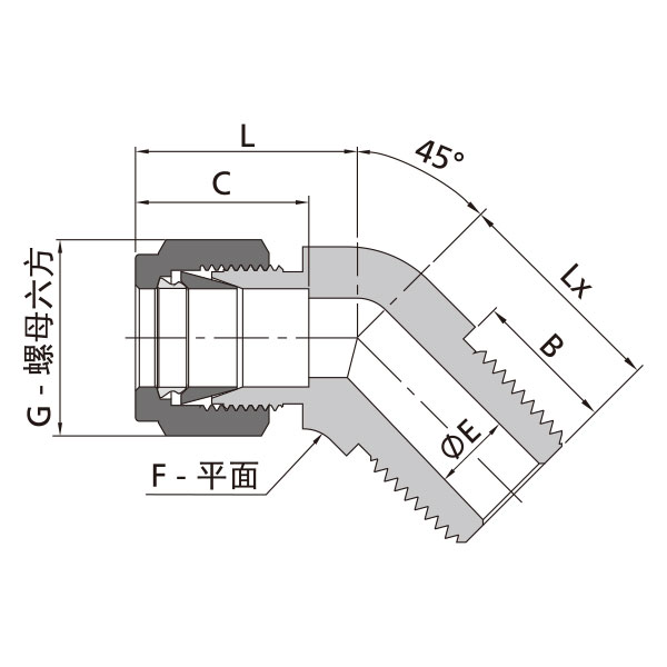 卡套轉NPT外螺紋45°彎通接頭