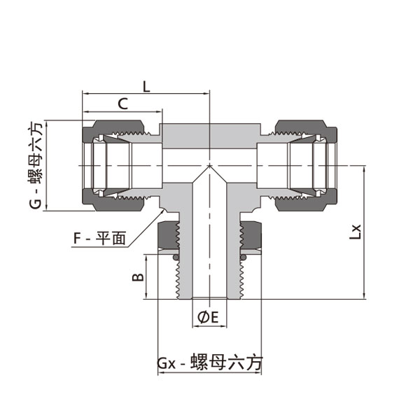 支管可調SAE/MS外螺紋卡套三通接頭