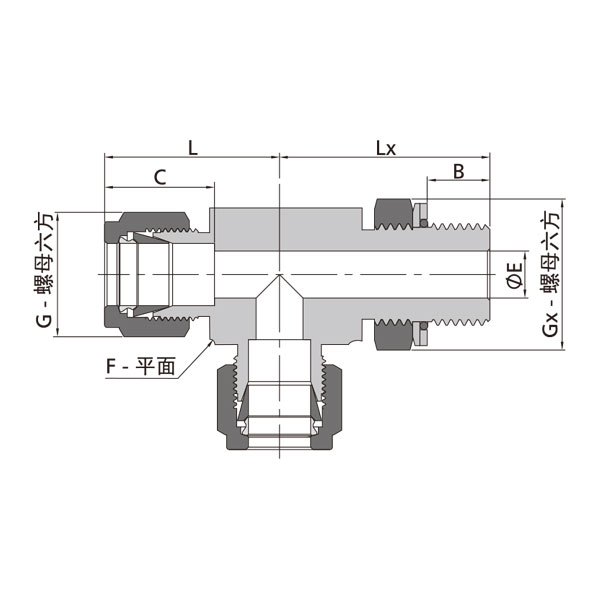 主管可調ISO平行外螺紋卡套三通接頭