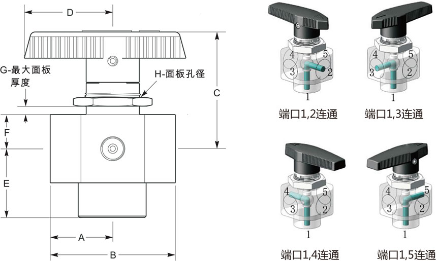 B1係列通用型五通球閥
