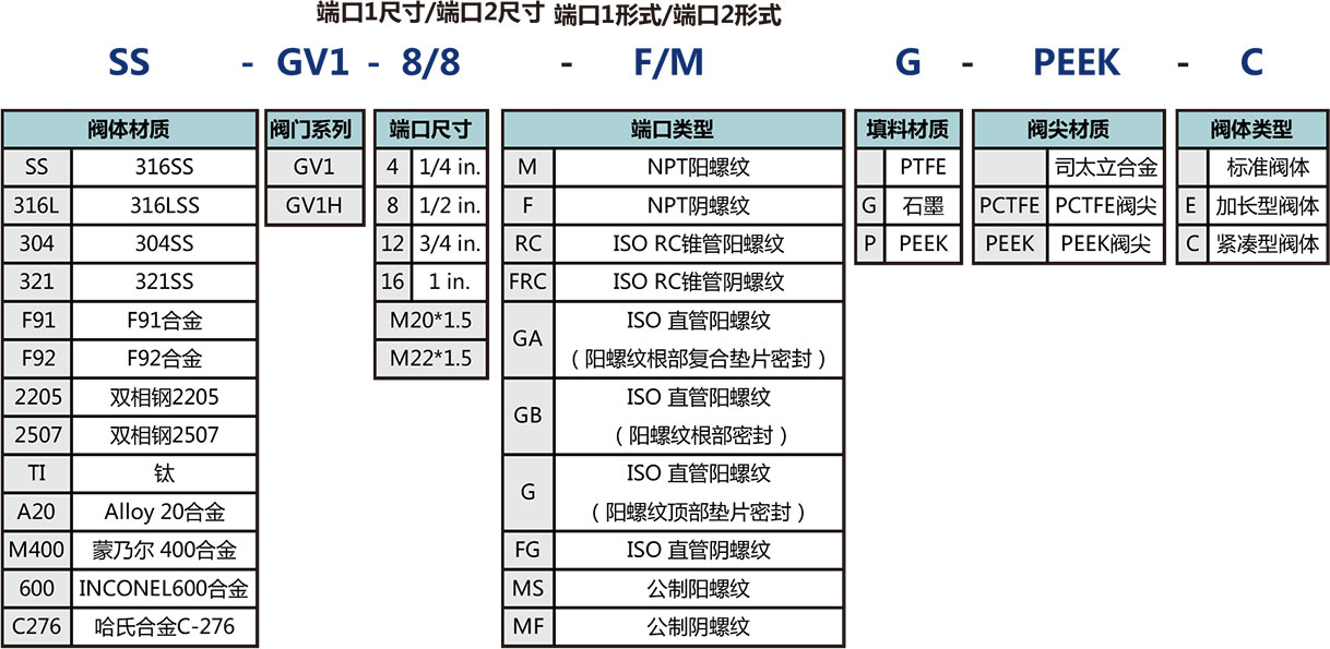GV1係列壓力表閥選型說明
