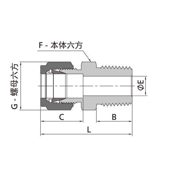公製卡套轉NPT外螺紋直通