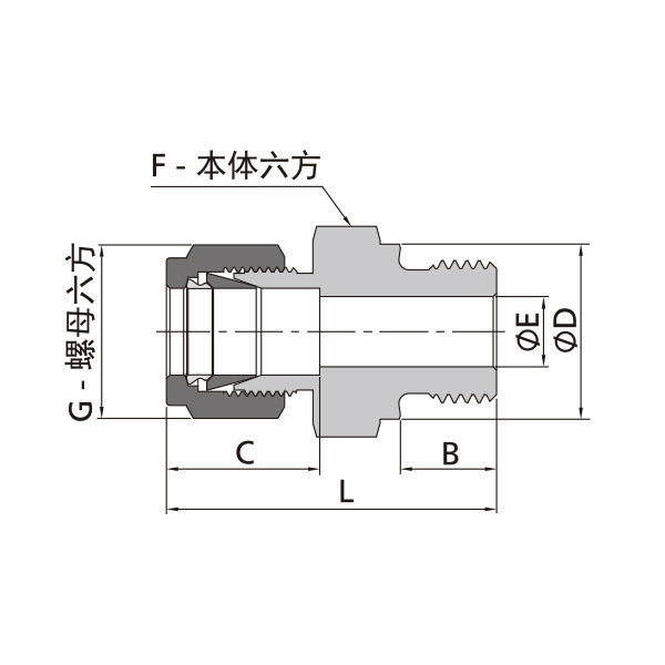 英製卡套轉ISO平行外螺紋直通（外螺紋根部墊片或O型圈密封）